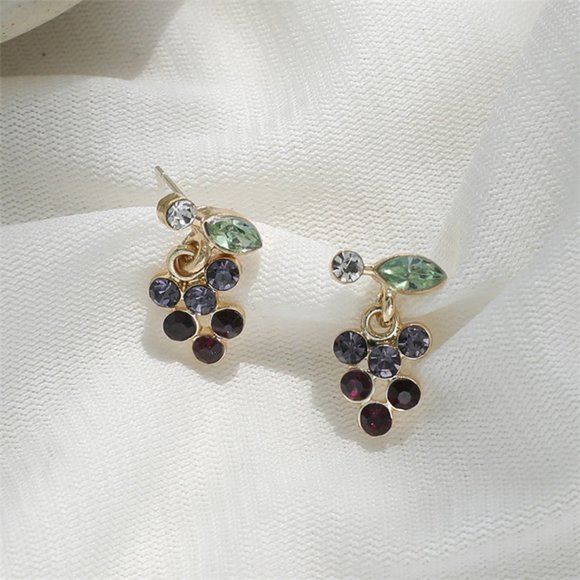 ♠️ NEW Daily Gold Crystal Earrings - Little Grapes - Picture 2 of 6